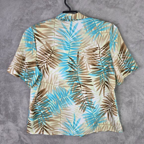 Womens Allison Daley Tropical Leaf Print Blouse Button-Up Short Sleeve Size 16 - Picture 4 of 7